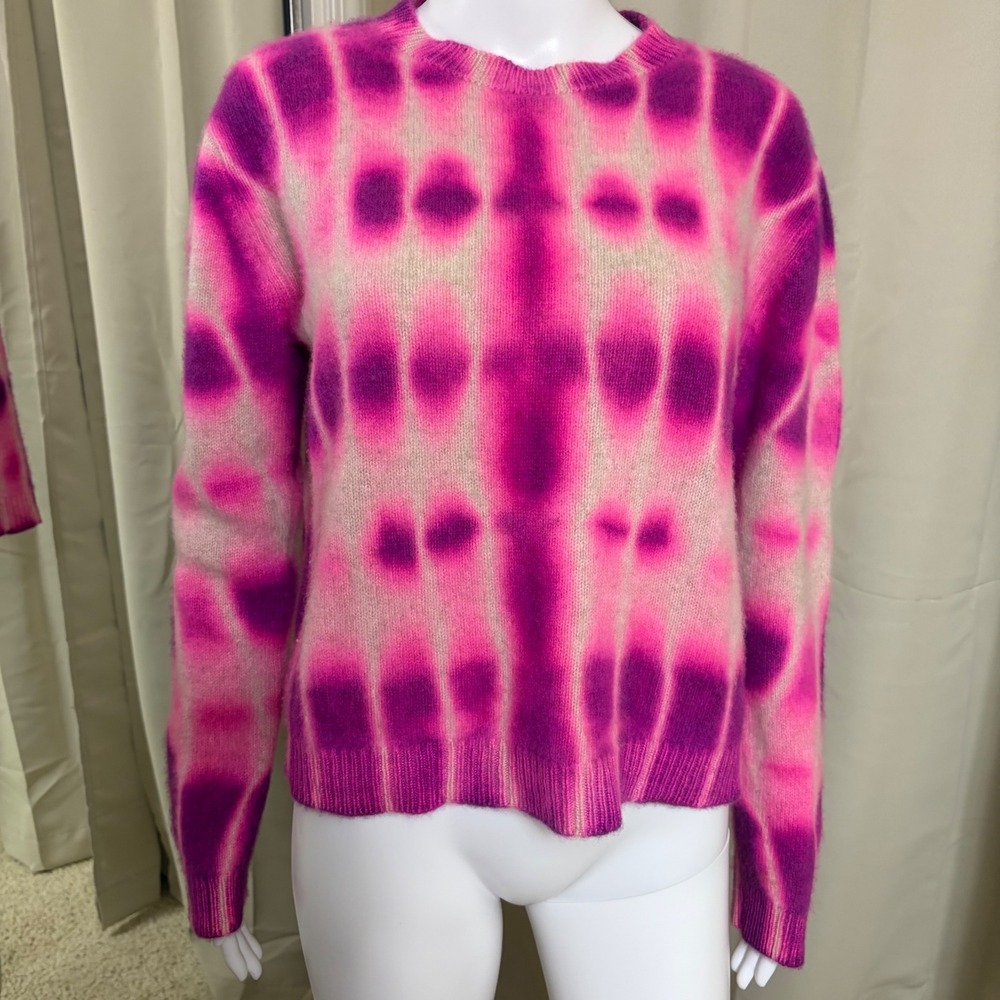 The Elder Statesman Pink Purple Tie Dye 100% Cashmere Crewneck Sweater Medium